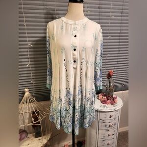 Floral Button-Down Tunic Top